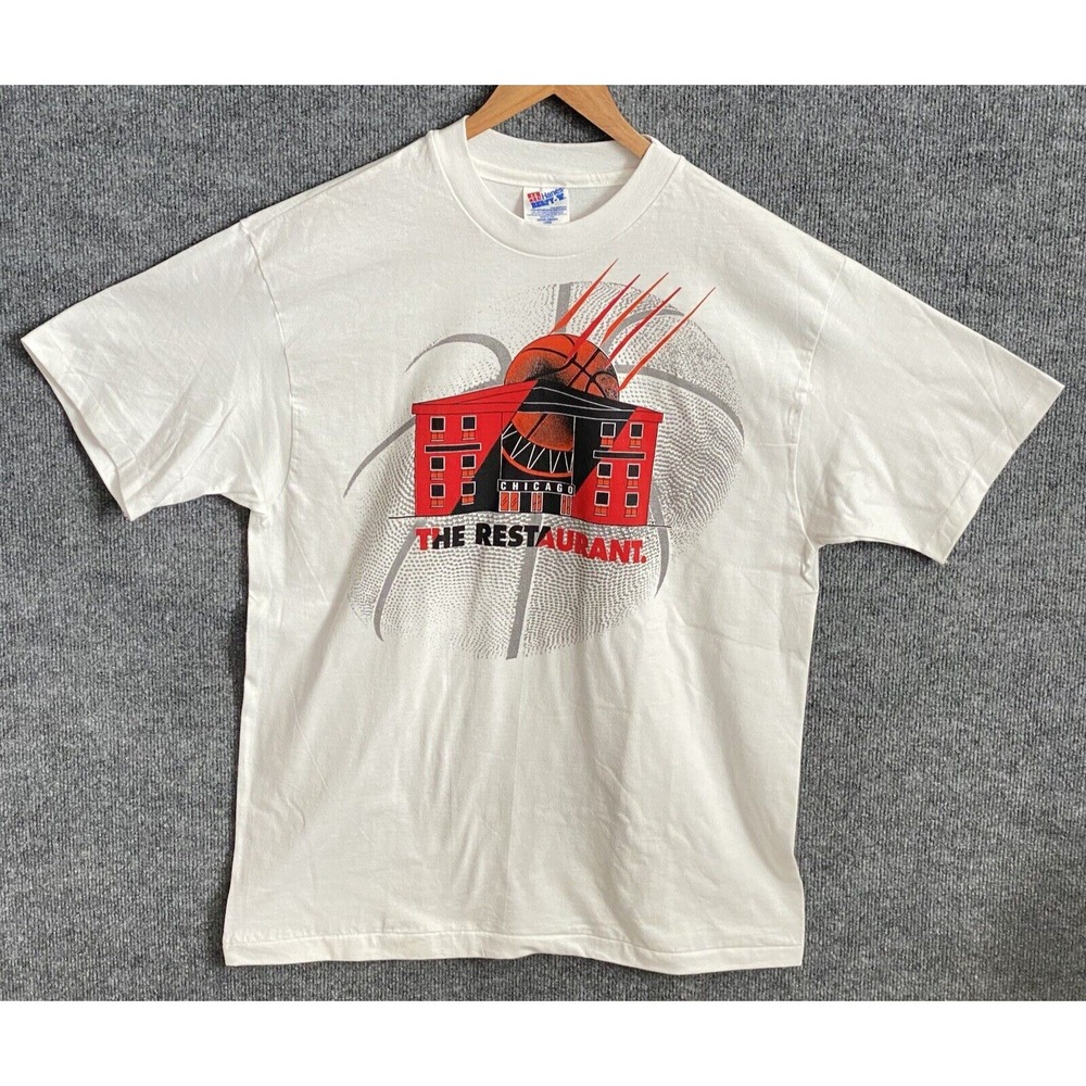 VTG 90s Basketball Shirt L The Restaurant Chicago Single Stitch USA NOS